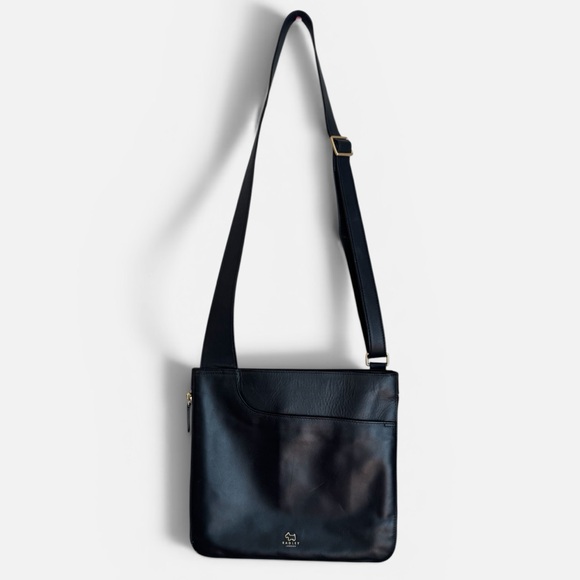 RADLEY LONDON Handbags - RADLEY LONDON Black Crossbody 
with Gold Dog Logo